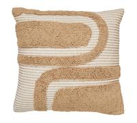 Coussin Déco Tufté Poppy 50x50cm Beige Lin