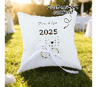 Coussin pour alliances, coussin pour alliances personnalisable, coussin pour alliances blanc, coussin pour alliances de style occidental, convient pour les occasions de mariage (alliances non incluses
