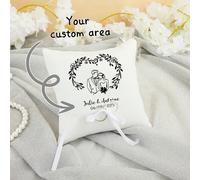 Coussin pour alliances, coussin pour alliances personnalisable, coussin pour alliances blanc, coussin pour alliances de mariage occidental, convient pour les mariages (alliances non incluses, pour aff