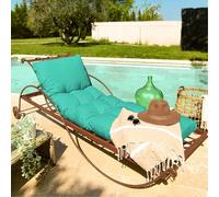 Coussin matelassé pour bain de soleil, transat - 185 x 60 cm - Bleu turquoise - Linxor
