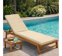 Coussin déhoussable pour bain de soleil, transat - 183 x 60 cm - Beige - Linxor
