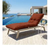 deco arts Coussin Bain de Soleil - Coussins Rectangulaires pour Chaise Longue - Coussin Capitonné avec Traitement Déperlant et Poignées de Transport - Certifié Oeko-TEX - 185x55 cm, Terracotta