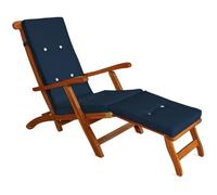Coussin bleu pour chaise longue de jardin en bois tropical