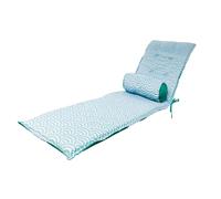 Coussin de Transat avec Traversin - 195x60x5 cm - Déperlant, Résistant aux UV et Confortable - Matelas pour Chaise Longue et Bain de Soleil - Motif Éventaile vers - DÉCO Arts