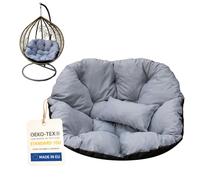 Coussin pour fauteuil suspendu 100 cm, coussin rond pour balancelle, polyrotin et fauteuil suspendu en rotin, coussin d'assise et de dossier, gris clair