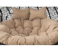Coussin pour fauteuil suspendu en forme d'œuf double avec 2 appuie-tête, coussin de remplacement pour hamac à bascule en rotin de jardin, imperméable, pour fauteuil à panier suspendu, 2 places