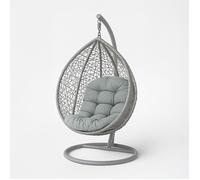 Coussin pour fauteuil suspendu extérieur - HOMESCAPES - Coussin de rechange pour fauteuil œuf - Intérieur et extérieur - Gris