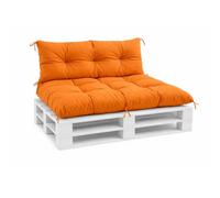 Coussin pour palette VBChome 120 x 80 | 120 x 40 cm pour palettes Euro, mobilier, support de palette, jardin, balcon, 12 couleurs, rembourrage en flocons de mousse, orange, lot de 2