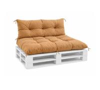 Coussin pour palette VBChome 120 x 80 | 120 x 40 cm pour palettes Euro, mobilier, support de palette, jardin, balcon, 12 couleurs, rembourrage en flocons de mousse, marron clair, lot de 2