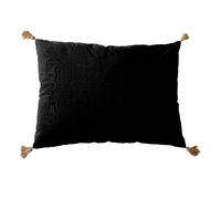 Coussin rectangulaire 4 pompons en jute - 70x50 cm - Noir