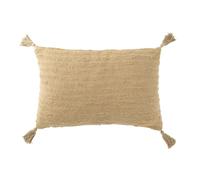 Coussin rectangulaire avec floches en coton beige 60x40x12 cm