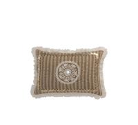 Coussin rectangulaire avec franges et motifs en jute naturel 49x31cm