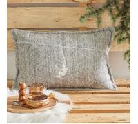 Coussin rectangulaire brodé en flanelle HORS PISTE - TODAY - Gris 40x60cm