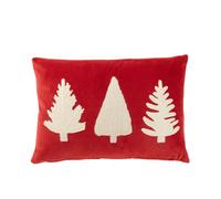 Coussin rectangulaire texture velours en polyester rouge 45x30 cm