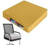 Coussin rehausseur de Chaise de Bureau, carré, 60 x 60 x 3 cm, en Lin, garnissage en Mousse Haute densité, antidérapant, Housse Lavable zippée