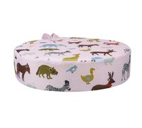 Coussin Rehausseur Rond Rose Garçon et Filles, pour Chaise, Coton Mousse | Housse Zippée Amovible, Entretien Facile, Séchage Rapide, Motif Animal, Assise Confortable pour Bébé