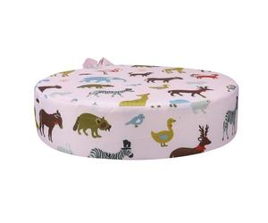 Coussin Rehausseur Rond Rose Garçon et Filles, pour Chaise, Coton Mousse | Housse Zippée Amovible, Entretien Facile, Séchage Rapide, Motif Animal, Assise Confortable pour Bébé