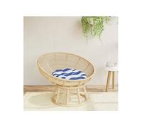 Coussin Rond, Galette de Chaise Antidérapante, Coussin Rembourré, Décoration Jardin Terrasse Patio Extérieur, Rayure Bleue Blanche Ø 60 x11 cm Tissu