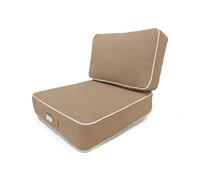 Coussin Salon de Jardin Extérieur Imperméable - Ensemble Assise 60 x 60 cm + Dossier 60 x 38 cm - Épais 12 cm, Déhoussable, Anti-UV - Moka - Déco Arts