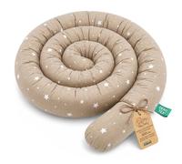 Coussin serpentin XXL 300 cm - bordure de lit, coussin d’allaitement décoratif, protection de lit, fait main, étoiles blanches beige