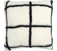 Coussin Sherpa Blanc et Noir à Carreaux 40x40cm - CARO - ALTOBUY Blanc G