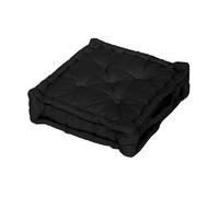Coussin Tapissier En Coton 50x50x10 Cm Panama Noir, Par Soleil D'ocre