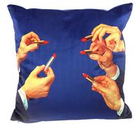 Coussin TOILETPAPER LIPSTICKS 50 x 50 cm, bleu, Seletti
