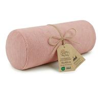 Coussin traversin genoux et cervical pour dormir 40x15 cm - Oreiller cervicales et corps mousse et housse rose Velours côtelé