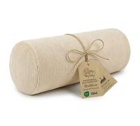 Coussin traversin genoux et cervical pour dormir 40x15 cm Oreiller cervicales et corps mousse et housse Beige clair Velours côtelé