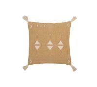 Coussin Triangles+Floches en Coton/Lin/Polyester Beige 50x15x50 cm
