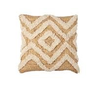 Coussin Tufté en Jute et Coton Beige 40x40cm Déhoussable - TIKKA -