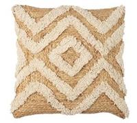 Coussin Tufté en Jute et Coton Beige 40x40cm Déhoussable - TIKKA - ALTOBUY Bois G