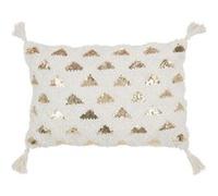 Coussin Tufté "Floches" 40x60cm Blanc & Or Blanc G