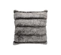 Coussin Ultra Doux 40x40cm Texturé Imitation Fourrure Gris Foncé Déhoussable - ELINO -
