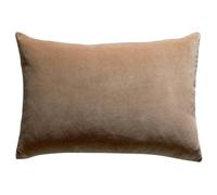 Vivaraise - Coussin Elise avec garnissage Moelleux - Taie d'oreiller Lavable - Housse Amovible 100% Coton - Recto Velours, Verso Chambray - Couleur Unie Camel
