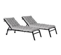 Coussin universel pour bain de soleil TERRE JARDIN - lot de 2 - gris - 180 x 52 x 8 cm
