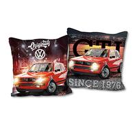 Coussin Volkswagen VW Golf GTI rouge 40 x 40 cm Oldtimer Race Wörthsee Voiture Coussin décoratif Coussin de voyage Coussin doux Coussin rembourré Convient pour parure de lit 088