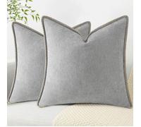 Coussins 50x50 cm, velours ultra-doux, neutres, coutures renforcées - Lot de 2
