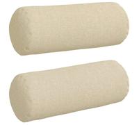 Coussins cylindriques décoratifs - vidaXL - Crème - Ø 15 x 40 cm - Housses amovibles - Rembourrage polyester