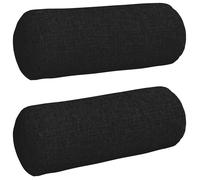 vidaXL Coussins d'accent 2 pcs Noir Ø 15 x 40 cm Tissu, Coussins cylindriques Confortables, Housses Amovibles, Coussins déco, Objets Polyvalents pour la Maison