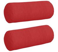 Coussins cylindriques décoratifs - vidaXL - Rouge - Ø 15 x 40 cm - Housses amovibles - Rembourrage polyester - Lot de 2