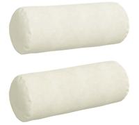 Coussins cylindriques en velours côtelé - vidaXL - Ø25 x 70 cm - Ivoire - Housses amovibles - Rembourrage polyester