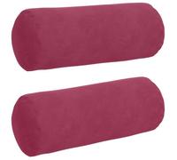 Coussins cylindriques en velours côtelé - vidaXL - Bordeaux - Ø15 x 40 cm - Housses amovibles - Rembourrage polyester