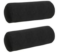 Coussins cylindriques en velours côtelé - vidaXL - Noir - Ø 25 x 70 cm - Housses amovibles - Rembourrage polyester