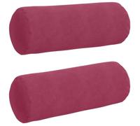Coussins cylindriques en velours côtelé - vidaXL - Rouge Bordeaux - Ø25 x 70 cm - Housses amovibles