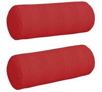 Coussins d'accent cylindriques - vidaXL - 2 pièces - Rouge - Ø 25 x 70 cm - Housses amovibles - Rembourrage polyester