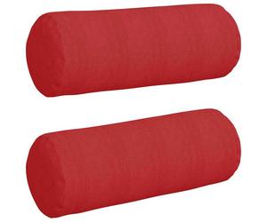Coussins d'accent cylindriques - vidaXL - 2 pièces - Rouge - Ø 25 x 70 cm - Housses amovibles - Rembourrage polyester