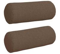 Coussins d'accent cylindriques - vidaXL - Marron - Ø 15 x 40 cm - Tissu - Housses amovibles - Rembourrage polyester