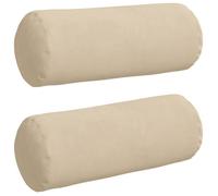 Coussins d'accent en microfibre - vidaXL - 2 pièces - Crème - Ø 15 x 40 cm - Housses amovibles - Rembourrage polyester