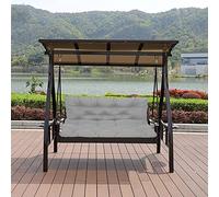 Coussins de banc de jardin imperméables de 10 cm d'épaisseur avec dossier - Coussins de balancelle 2/3 places pour terrasse, porche, hamac - Lavables - Tapis d'extérieur gris, 150 x 100 cm